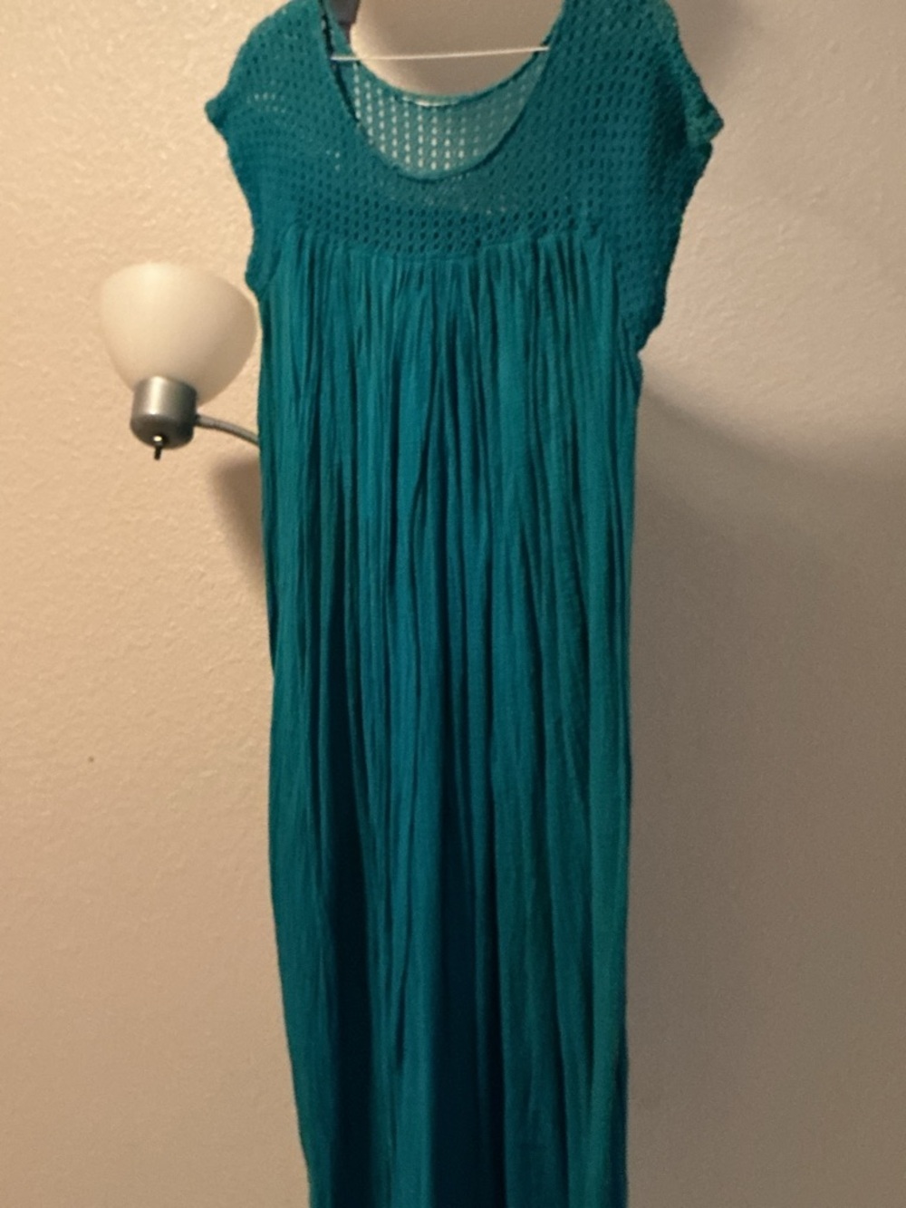 Teal Crochet Yoke kaftan